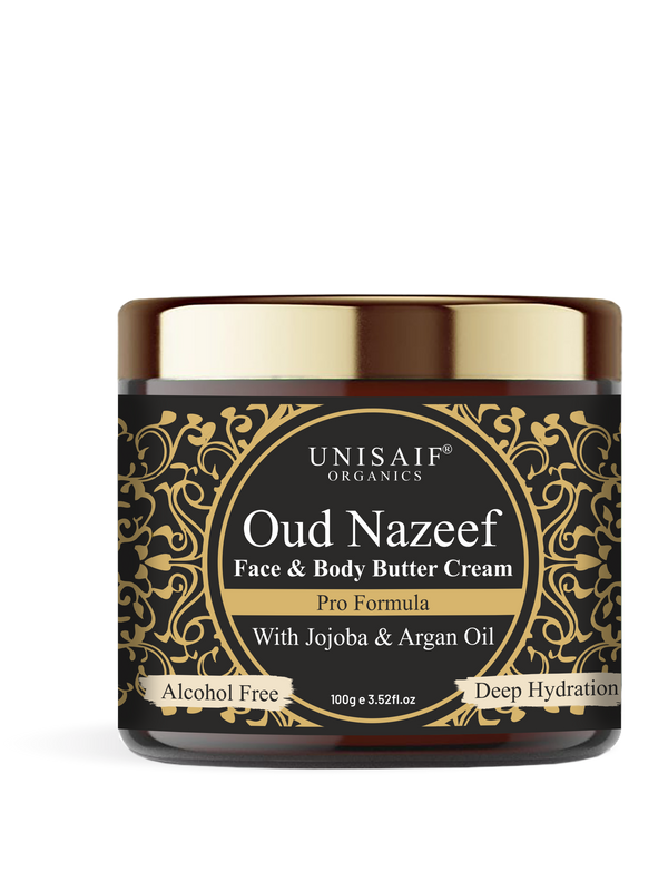 Oud Nazeef Face & Body Butter Organic Cream (100g) Pro Formula with Jojoba & Argan Oil