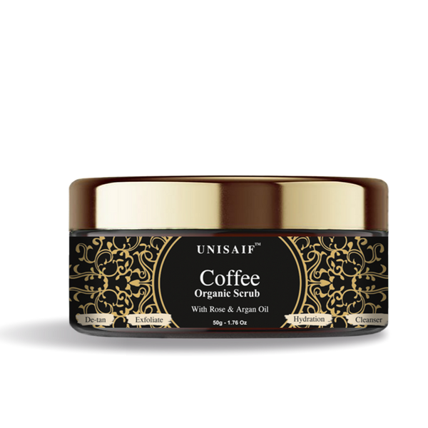 Coffee Organic Scrub (50g) With Rose Oil For |De tan| Exfoliation| Hydration| Cleansing