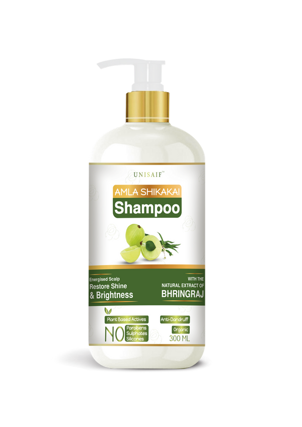 Amla Shikakai Organic Shampoo (300ml) With Natural Extract Of Brahmi & Bhringraj | Restores Shine & Texture| Hair growth| NO SULPHATE NO PARABEN